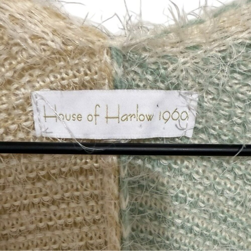 House of Harlow 1960 Pink and Green Color-Block Poncho Sweater Size L - Picture 5 of 10
